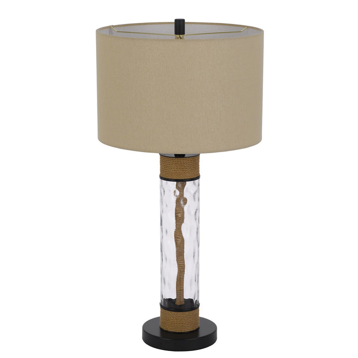 150W 3 Way Bartow Glass/Metal Table Lamp With Burlap Design And Burlap Shade