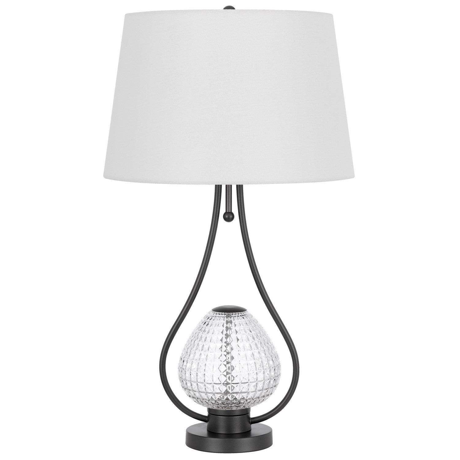Forssa 100W 3 Way Table Lamp With 2W Led Night Light In Glass And Metal Base. by CAL Lighting