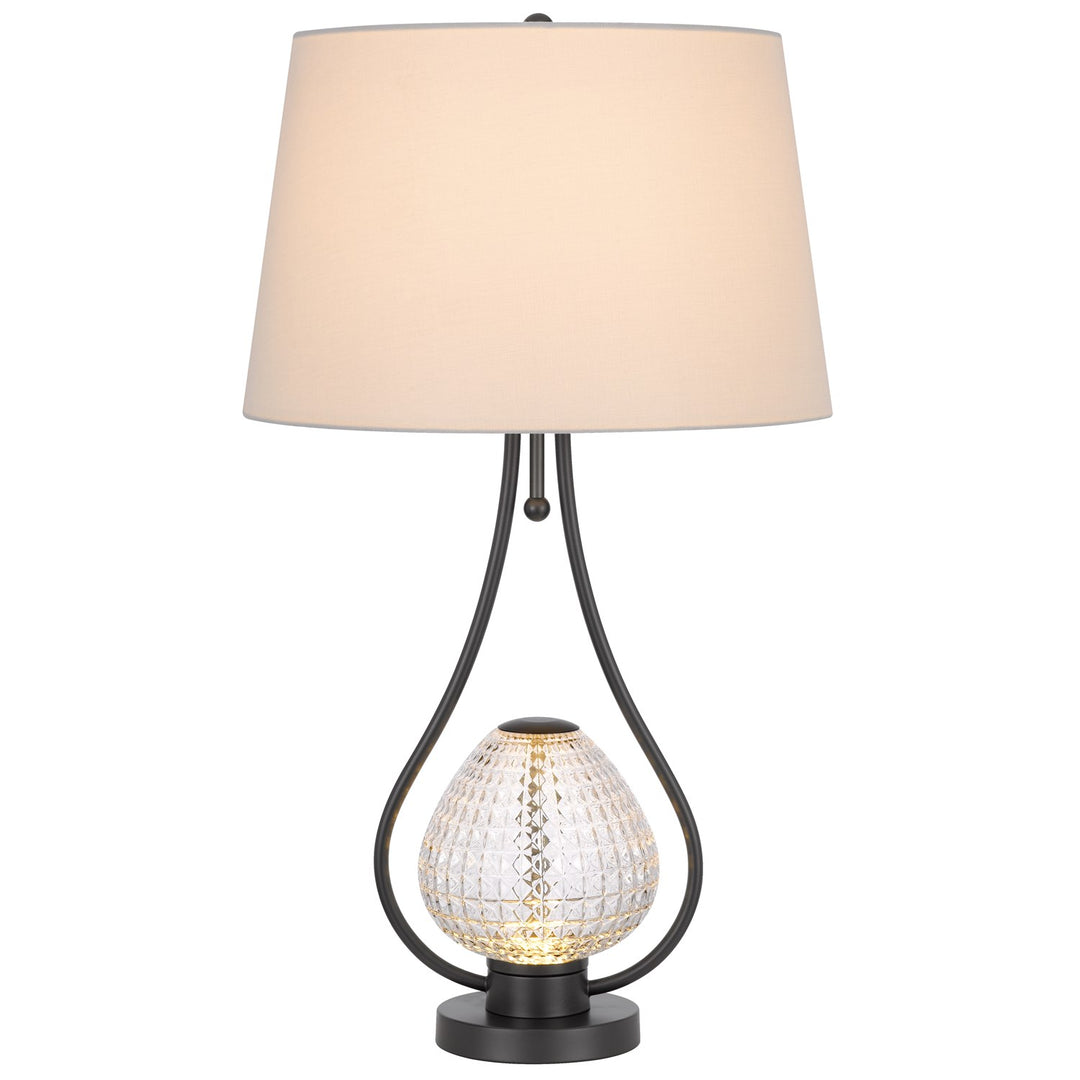 Forssa 100W 3 Way Table Lamp With 2W Led Night Light In Glass And Metal Base.