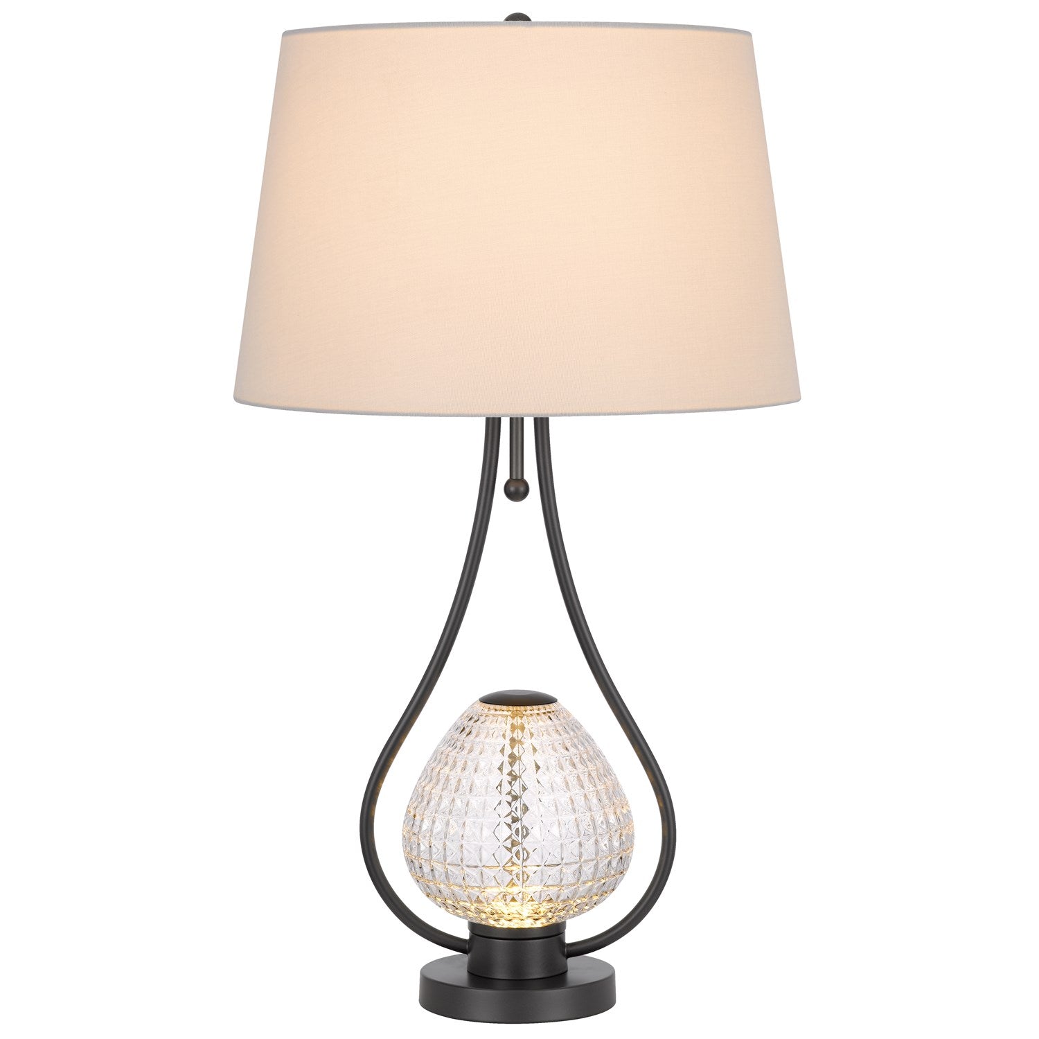 Forssa 100W 3 Way Table Lamp With 2W Led Night Light In Glass And Metal Base.