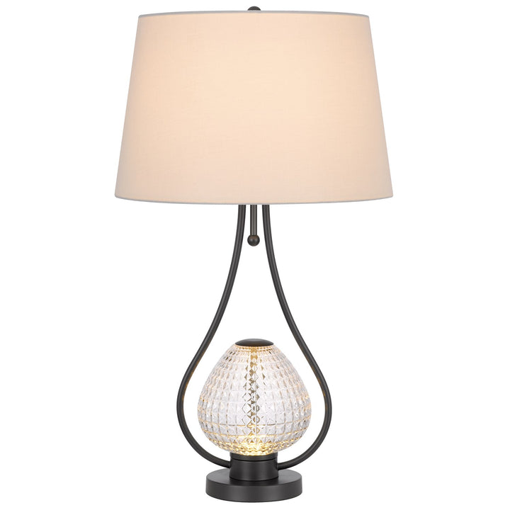 Forssa 100W 3 Way Table Lamp With 2W Led Night Light In Glass And Metal Base.
