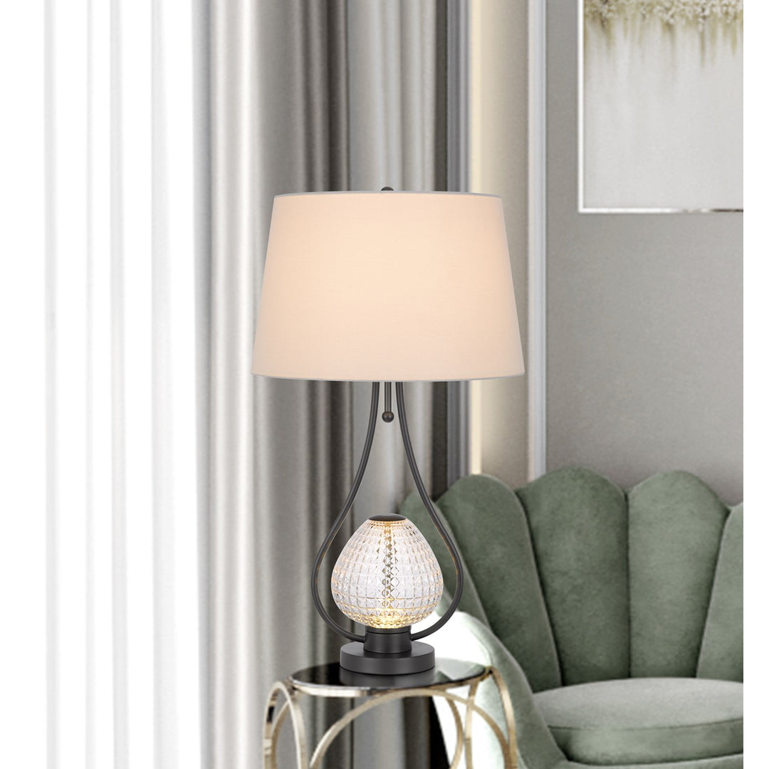 Forssa 100W 3 Way Table Lamp With 2W Led Night Light In Glass And Metal Base.