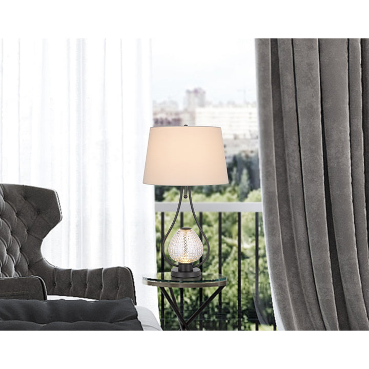 Forssa 100W 3 Way Table Lamp With 2W Led Night Light In Glass And Metal Base.