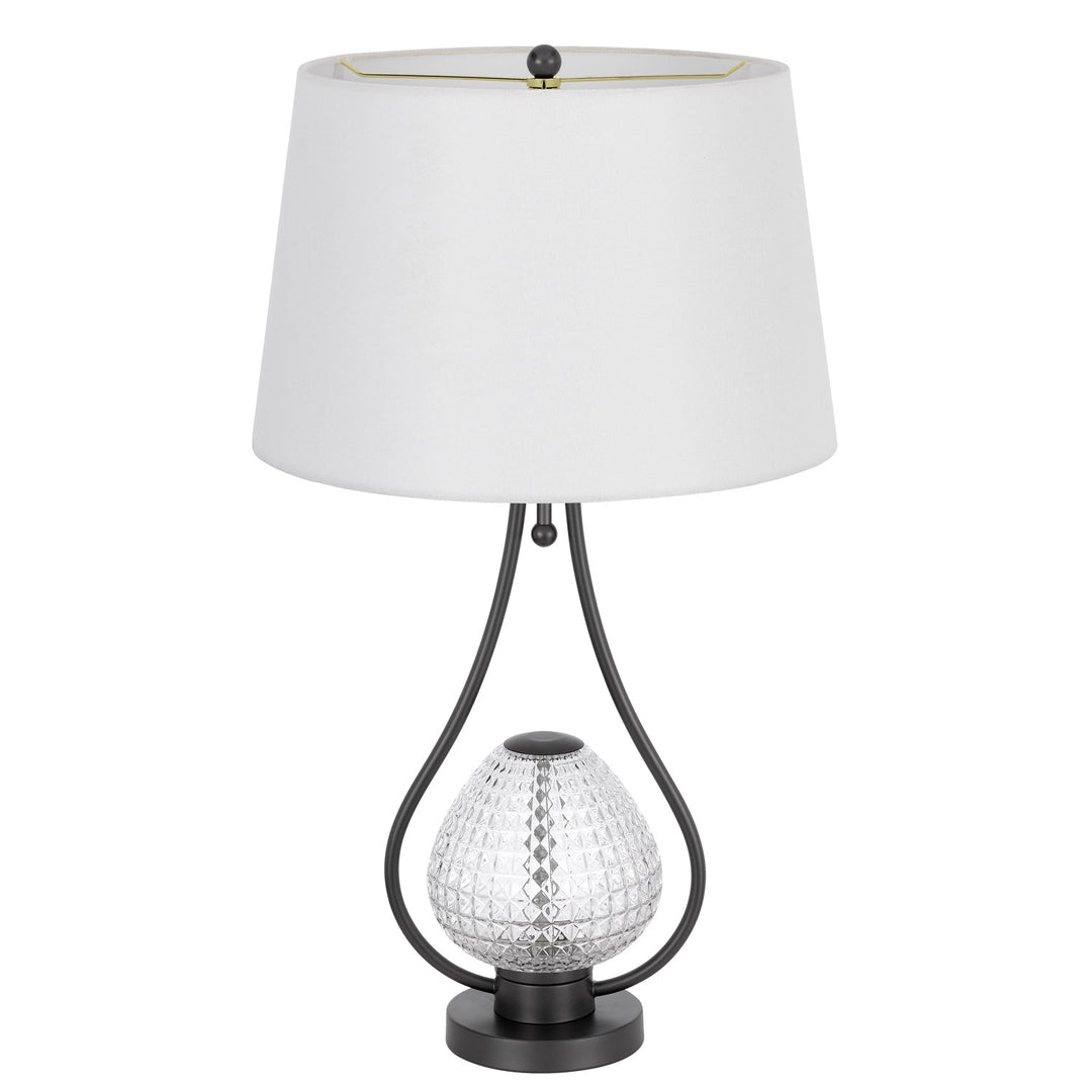 Forssa 100W 3 Way Table Lamp With 2W Led Night Light In Glass And Metal Base.