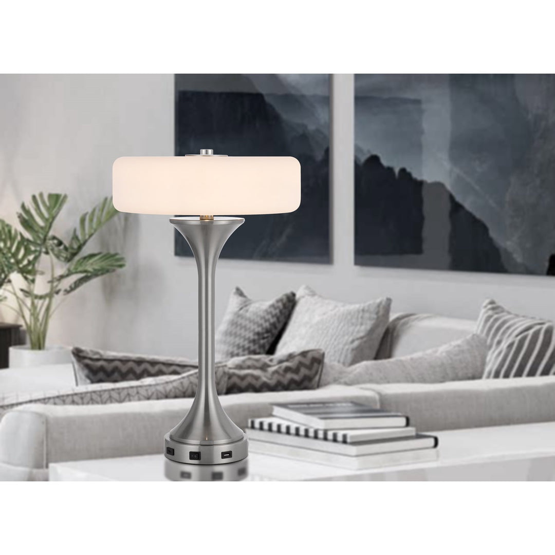 Espoo 25W X 3 Metal Desk/Table Lamp With Frosted Glass Shade