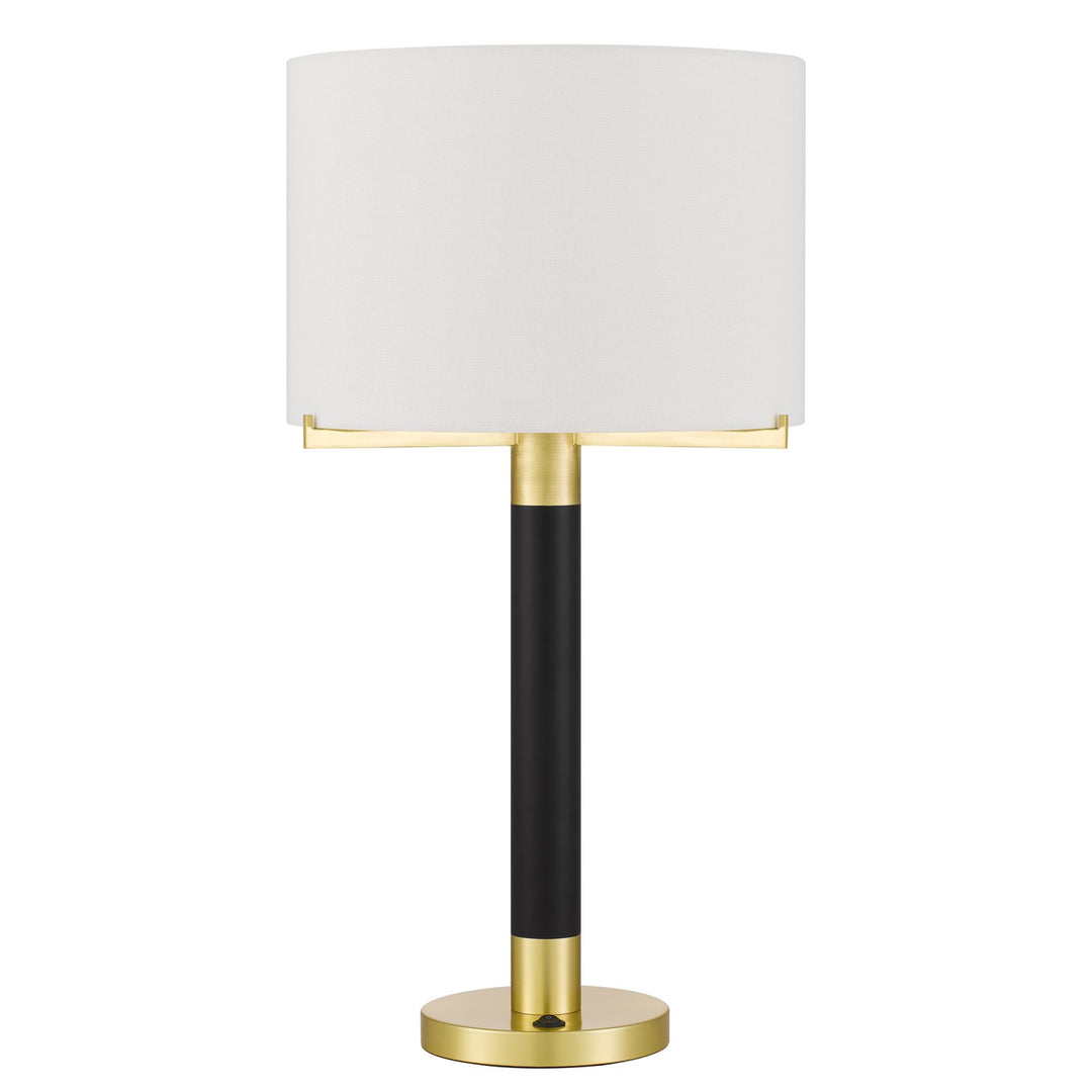 Goldston 100W Metal Table Lamp With Drum Hardback Fabric Shade by CAL Lighting