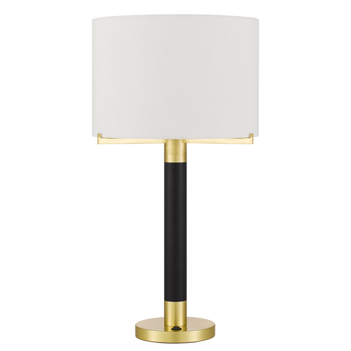 Goldston 100W Metal Table Lamp With Drum Hardback Fabric Shade by CAL Lighting