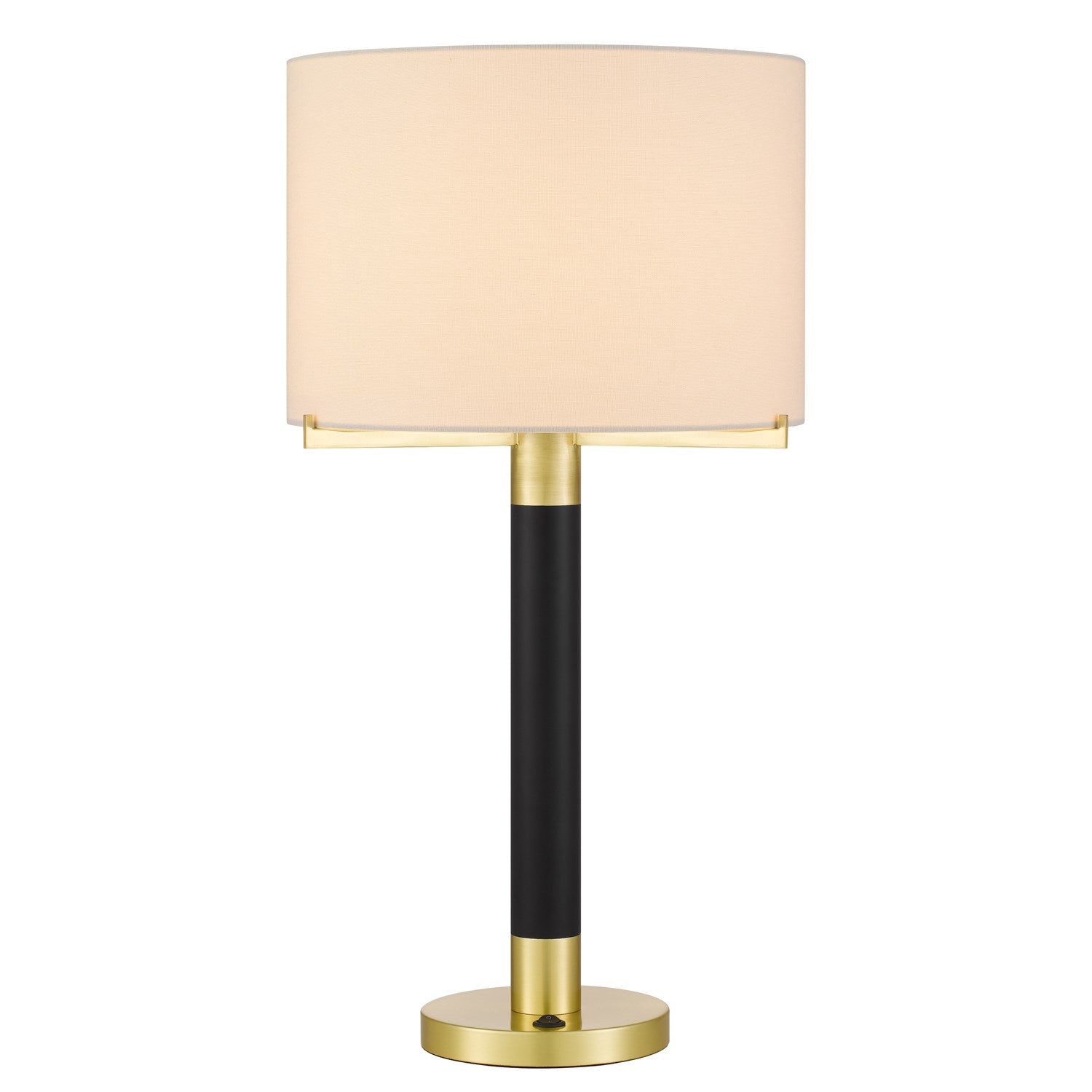 Goldston 100W Metal Table Lamp With Drum Hardback Fabric Shade