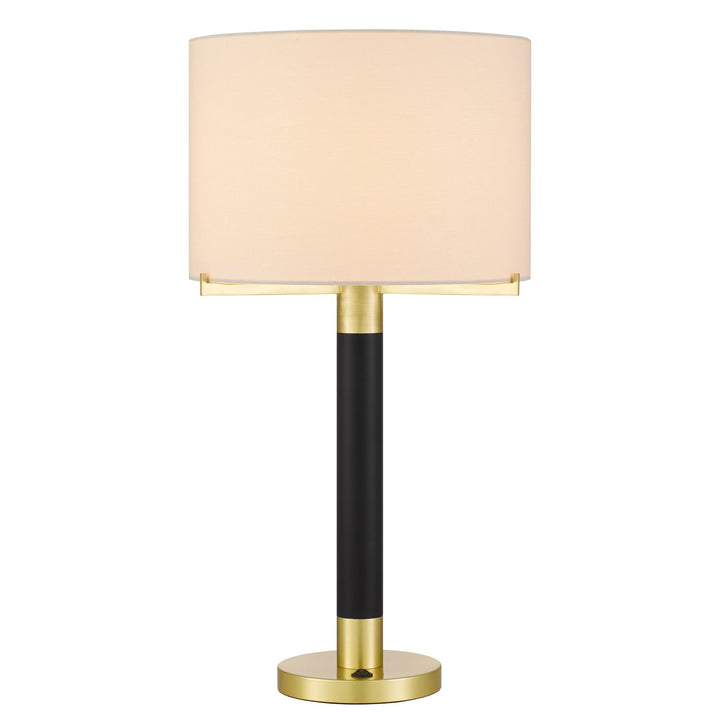 Goldston 100W Metal Table Lamp With Drum Hardback Fabric Shade