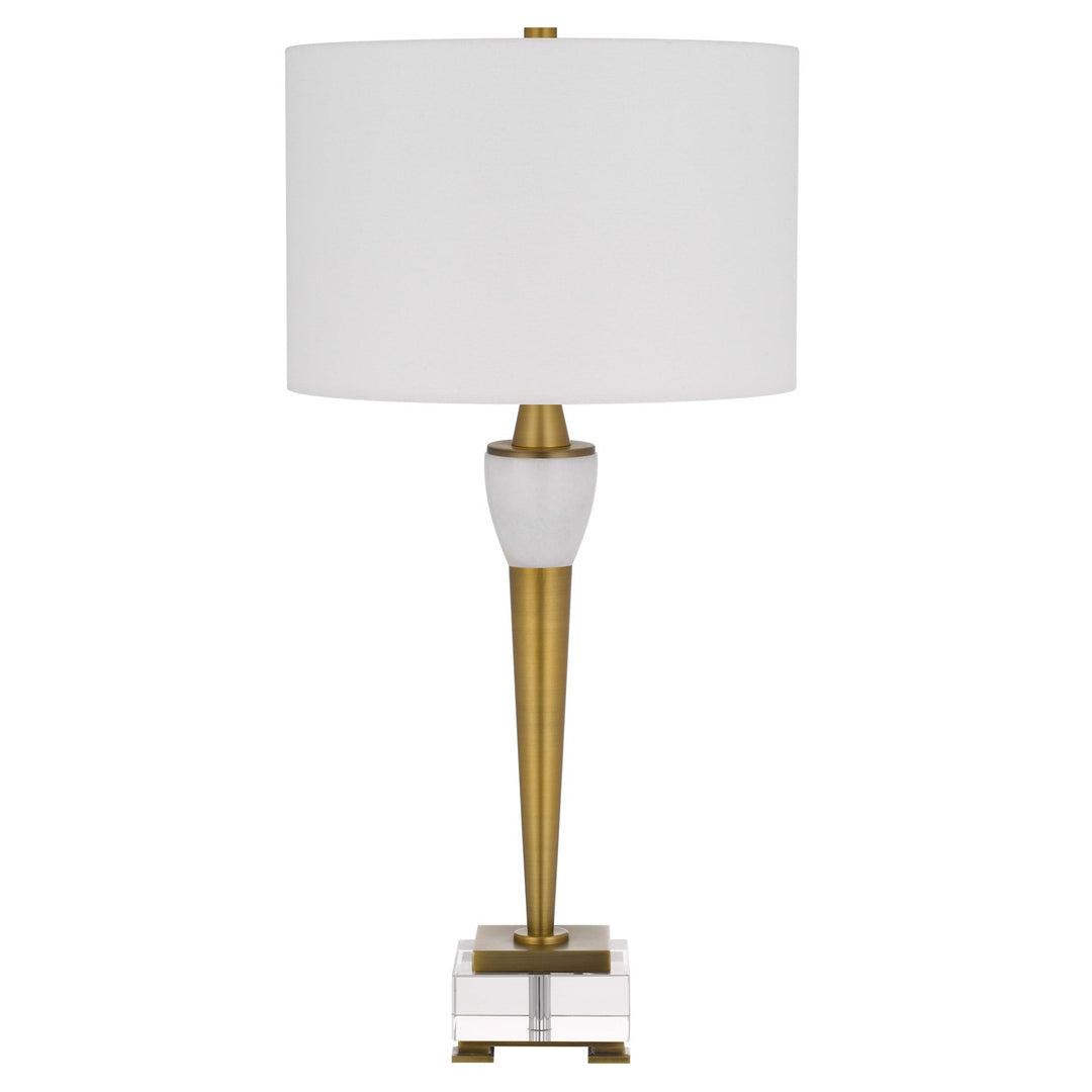 150W 3 Way Bradford Metal Table Lamp With Crystal Base And Drum Hardback by CAL Lighting