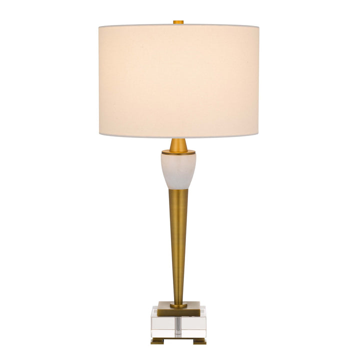 150W 3 Way Bradford Metal Table Lamp With Crystal Base And Drum Hardback