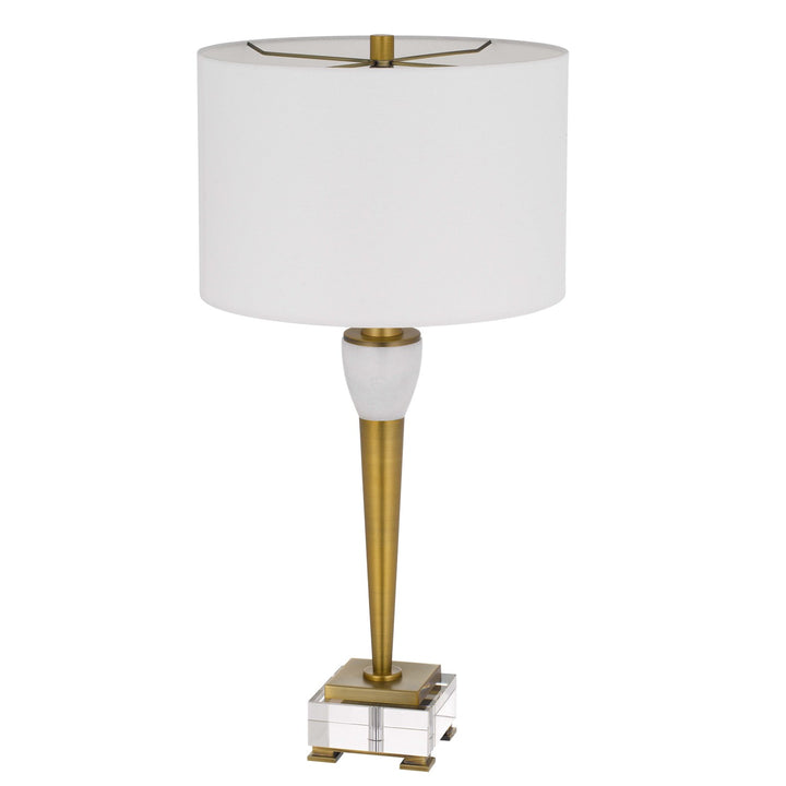 150W 3 Way Bradford Metal Table Lamp With Crystal Base And Drum Hardback