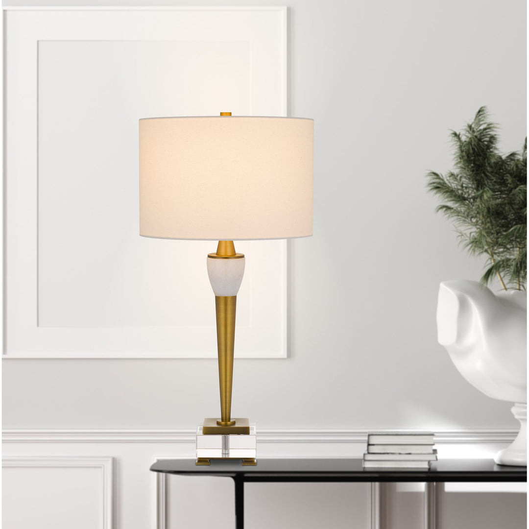 150W 3 Way Bradford Metal Table Lamp With Crystal Base And Drum Hardback