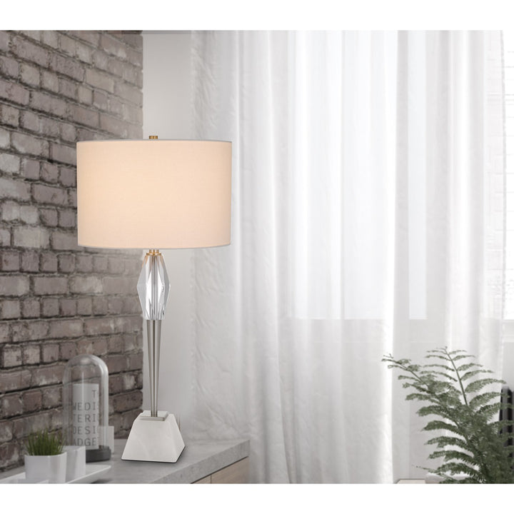 150W 3 Way Assen Metal Table Lamp With Crystal Font / Marble Base