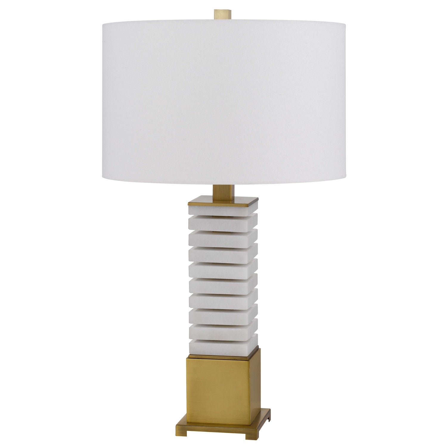 150W 3 Way Cranbourne Metal/Marble Table Lamp With Drum Hardback Fabric Shade by CAL Lighting