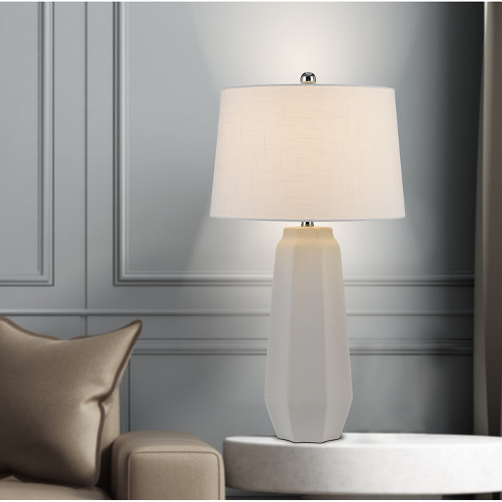 150W 3 Way Drayton Ceramic Table Lamp With Hardback Fabric Shade (Sold In Pairs)