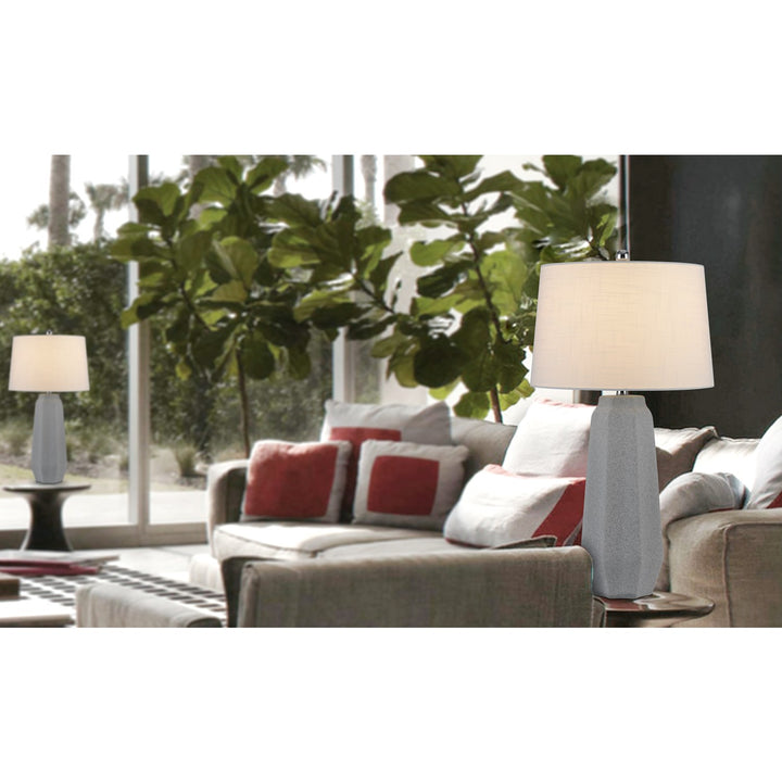 150W 3 Way Drayton Ceramic Table Lamp With Hardback Fabric Shade (Sold In Pairs)