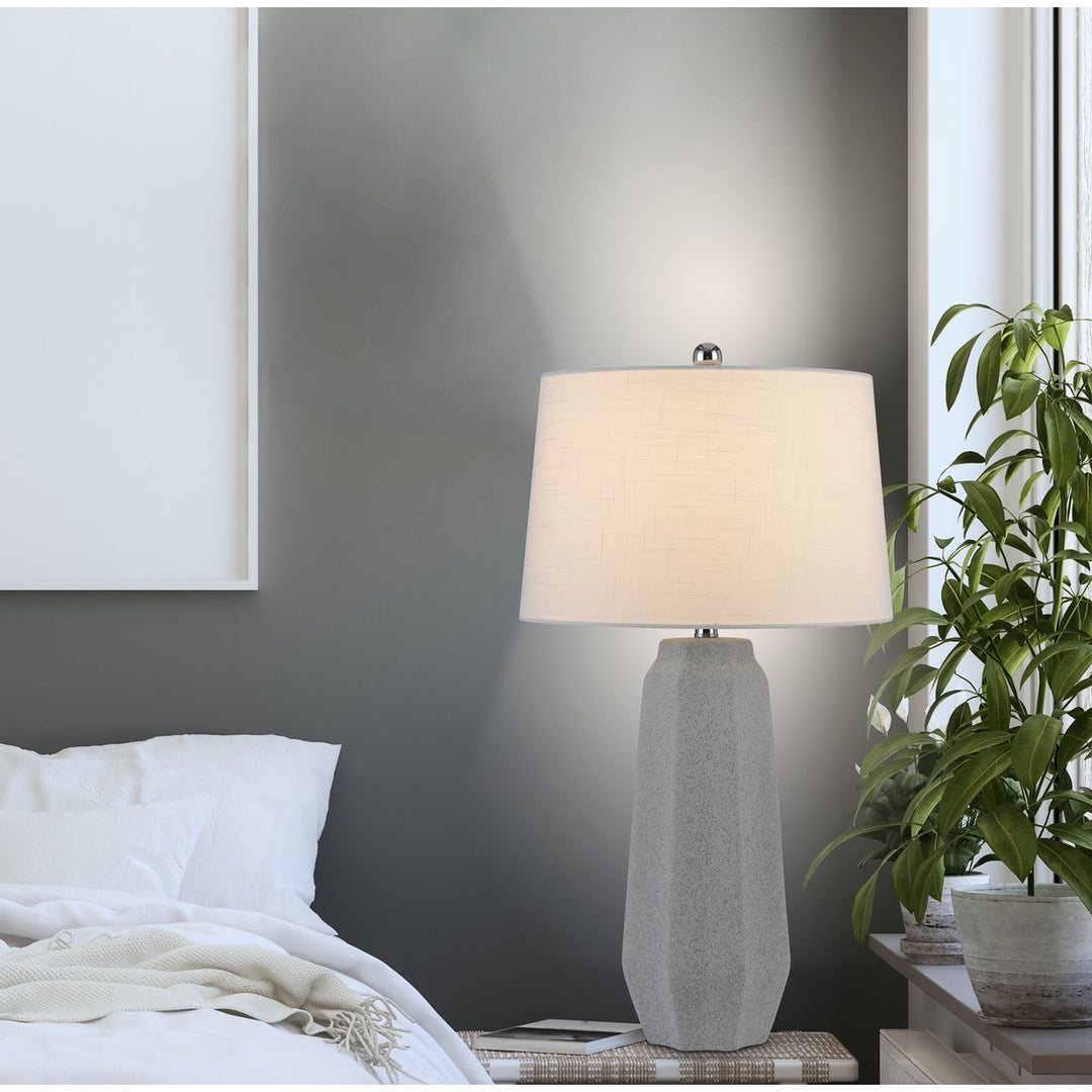 150W 3 Way Drayton Ceramic Table Lamp With Hardback Fabric Shade (Sold In Pairs)