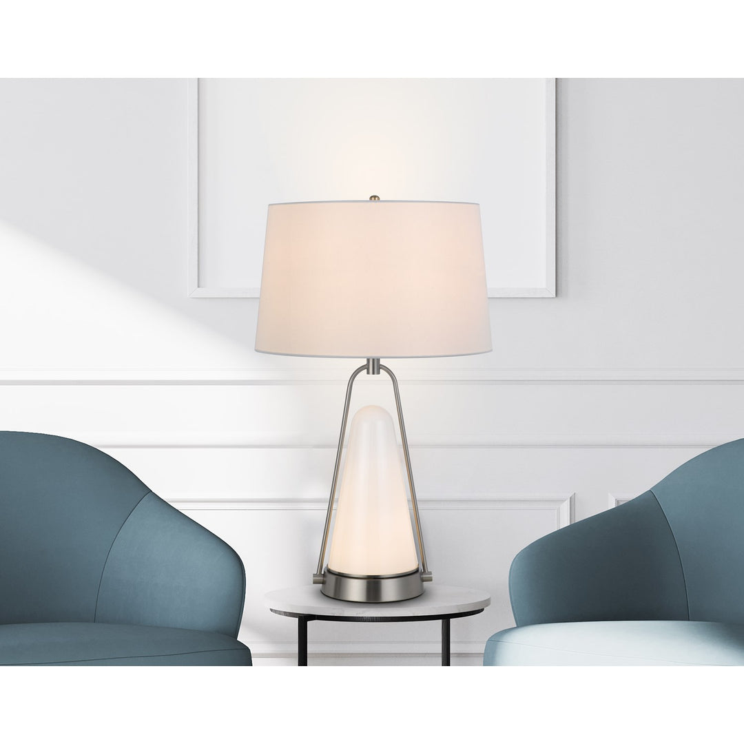100W Birchmore Metal/Glass Table Lamp With Built In Led Night Light
