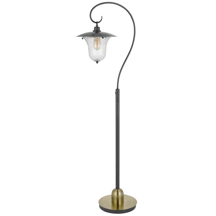 60W Walcott Downbridge Lantern Metal Floor Lamp With Bubbled Glass Shade by CAL Lighting