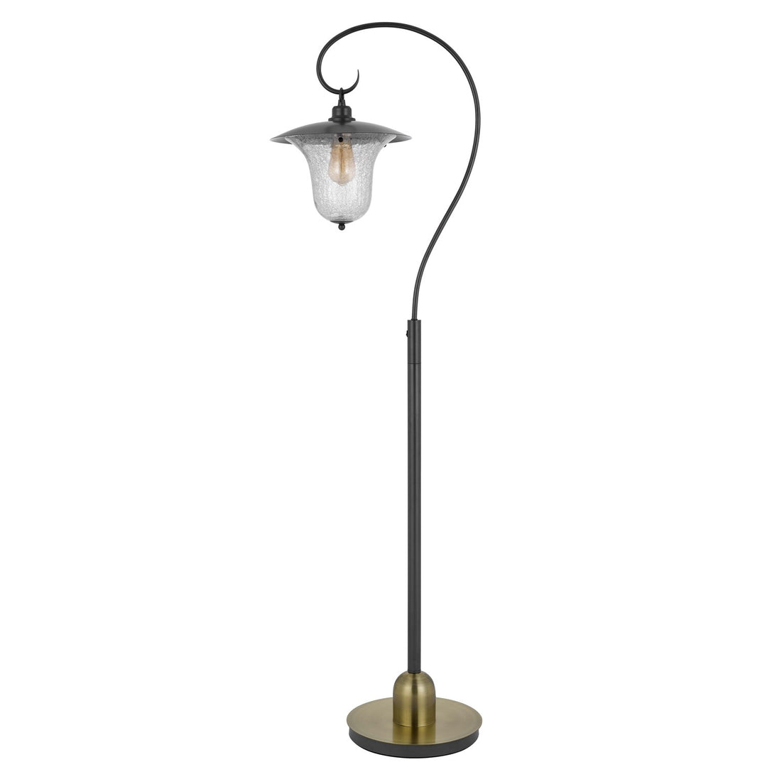 60W Walcott Downbridge Lantern Metal Floor Lamp With Bubbled Glass Shade