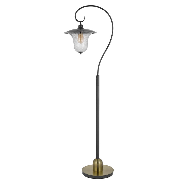 60W Walcott Downbridge Lantern Metal Floor Lamp With Bubbled Glass Shade