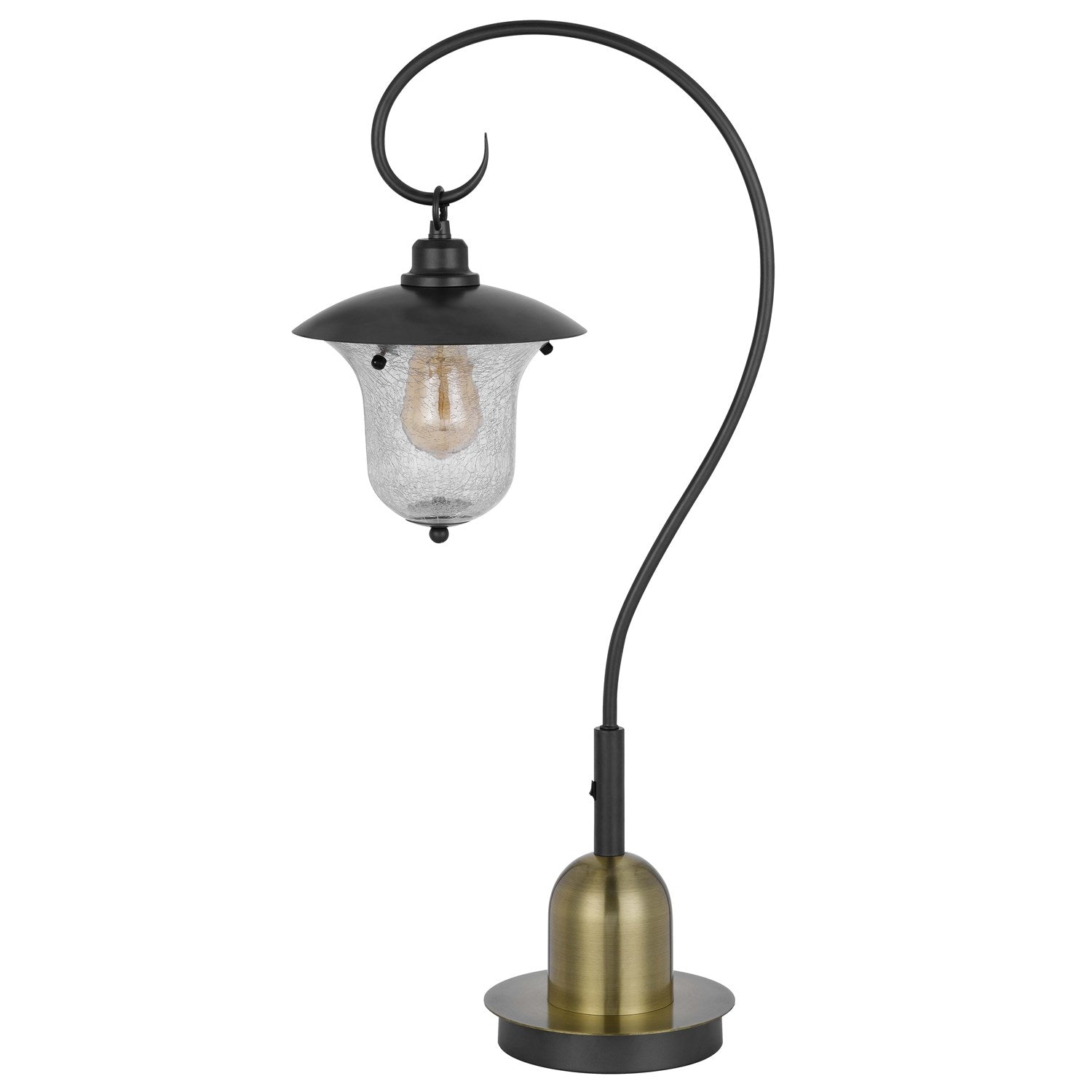 60W Walcott Downbridge Lantern Metal Table Lamp With Bubbled Glass Shade by CAL Lighting