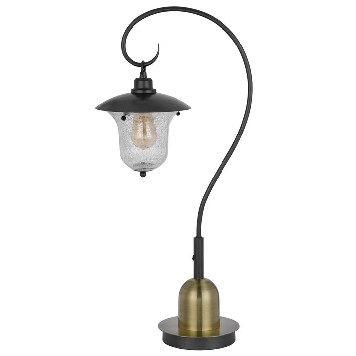 60W Walcott Downbridge Lantern Metal Table Lamp With Bubbled Glass Shade by CAL Lighting