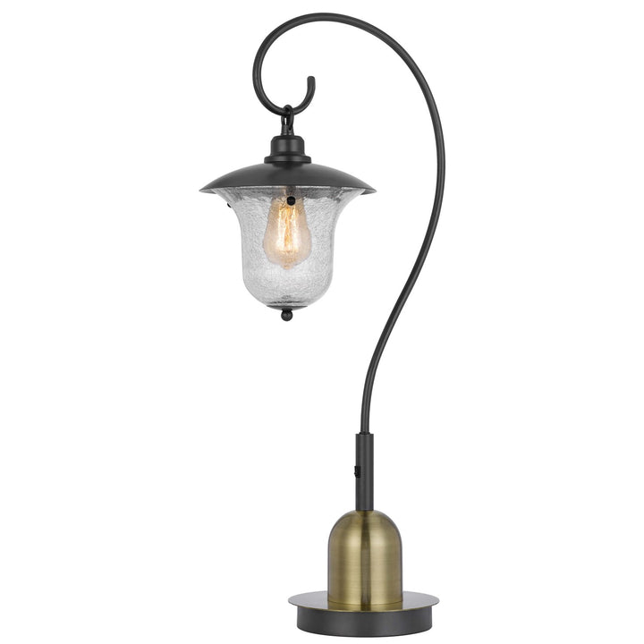 60W Walcott Downbridge Lantern Metal Table Lamp With Bubbled Glass Shade
