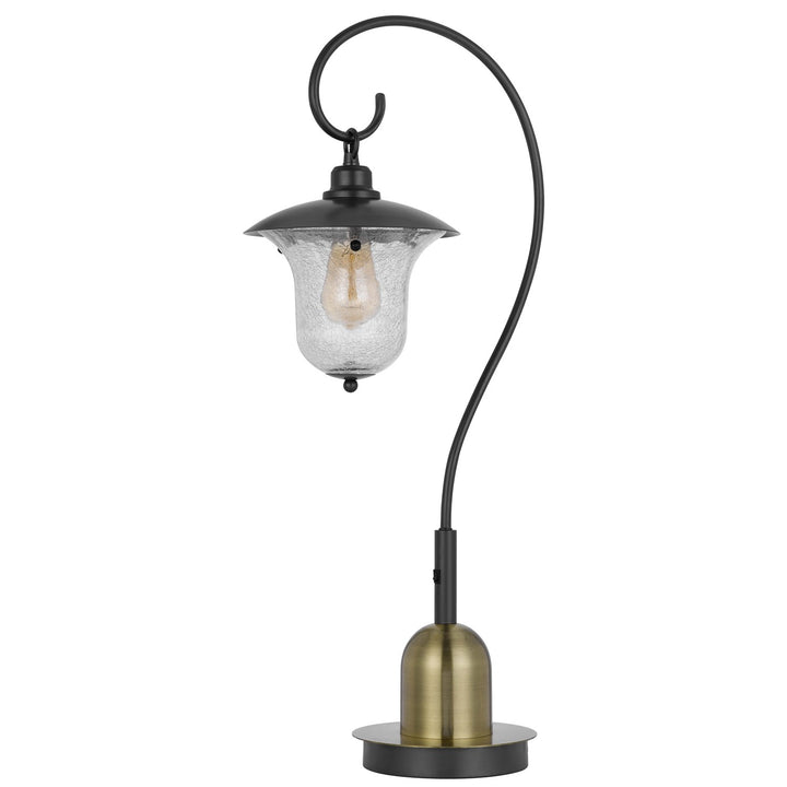 60W Walcott Downbridge Lantern Metal Table Lamp With Bubbled Glass Shade