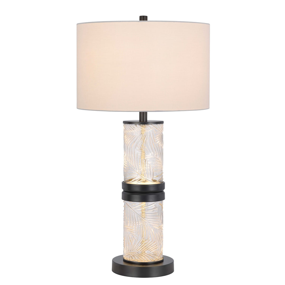 100W Carrington Metal/Glass Table Lamp With 4W Integrated Led Night Light