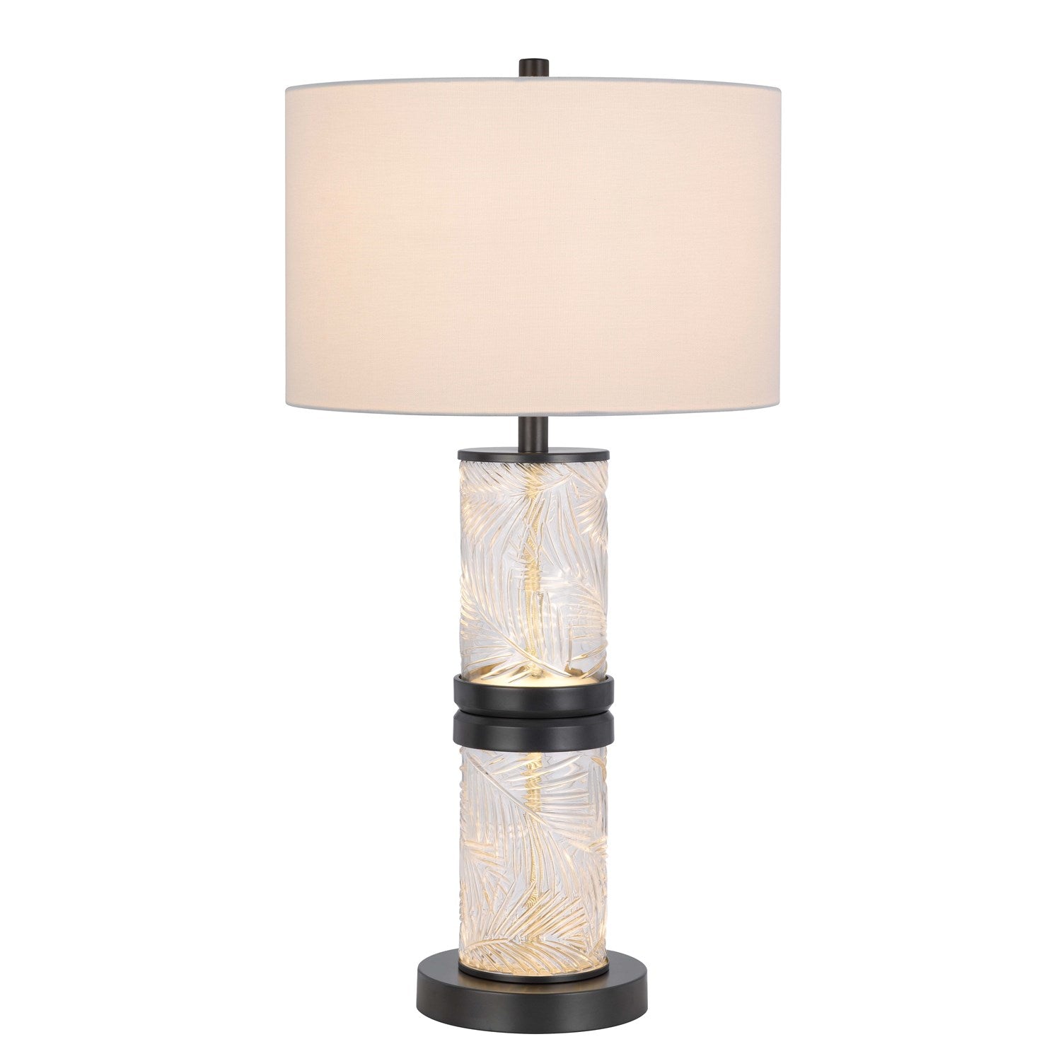 100W Carrington Metal/Glass Table Lamp With 4W Integrated Led Night Light