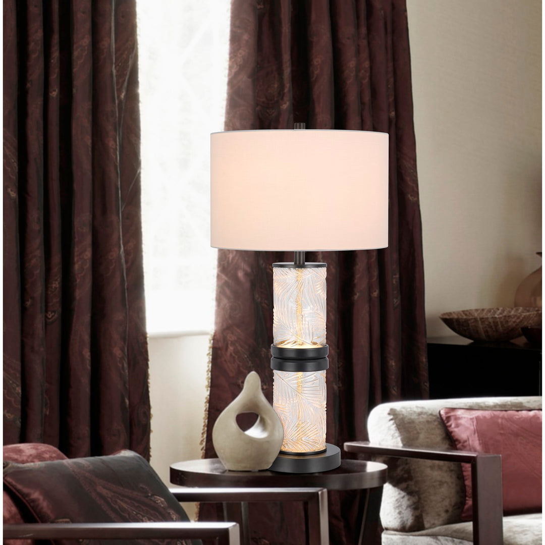 100W Carrington Metal/Glass Table Lamp With 4W Integrated Led Night Light
