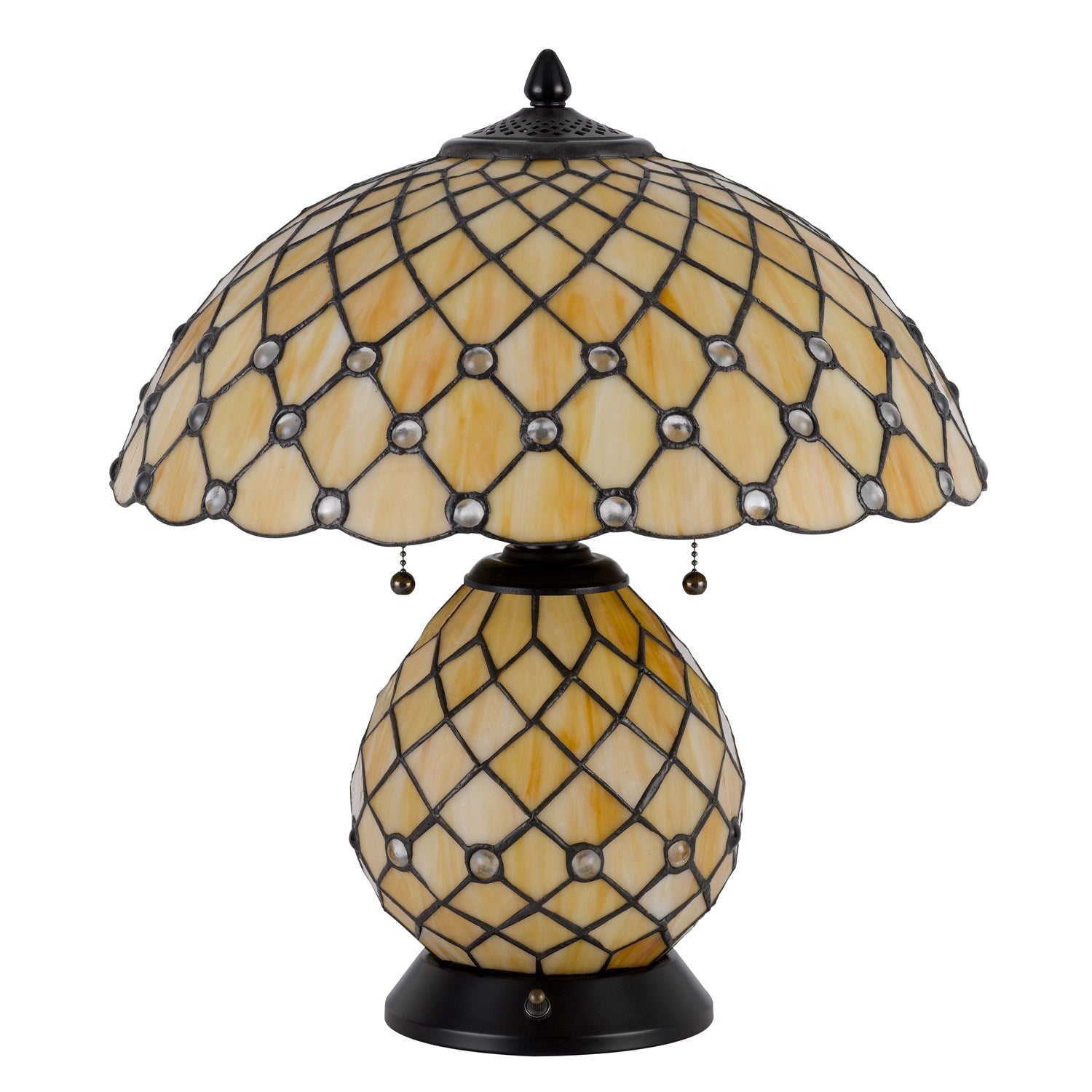 60W X 2 Valetta Tiffany Table Lamp With 2W Integrated Led Night Light