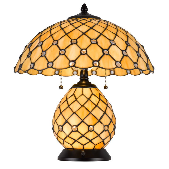 60W X 2 Valetta Tiffany Table Lamp With 2W Integrated Led Night Light