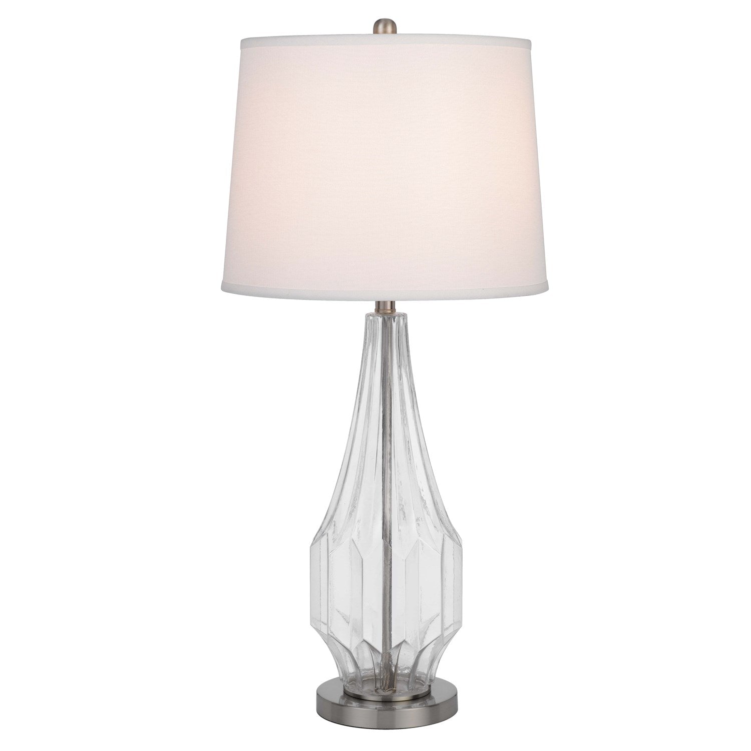 150W 3 Way Walham Glass Table Lamp With Hardback Fabric Shade (Sold In Pairs)