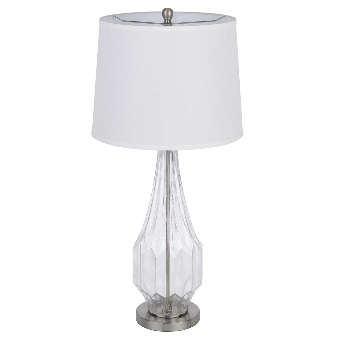 150W 3 Way Walham Glass Table Lamp With Hardback Fabric Shade (Sold In Pairs)