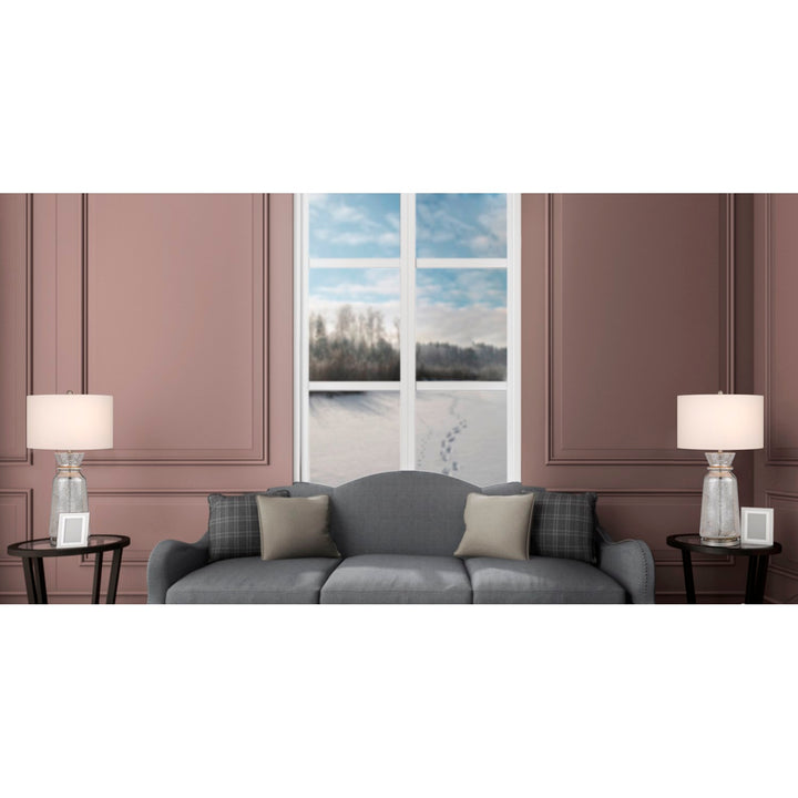 150W 3 Way Keswick Glass Table Lamp With Hardback Fabric Shade (Sold In Pairs)