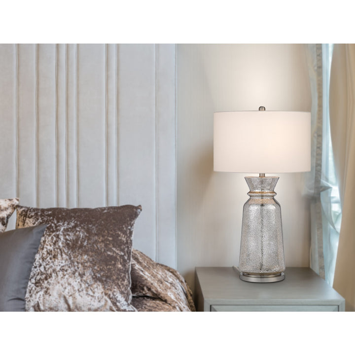 150W 3 Way Keswick Glass Table Lamp With Hardback Fabric Shade (Sold In Pairs)