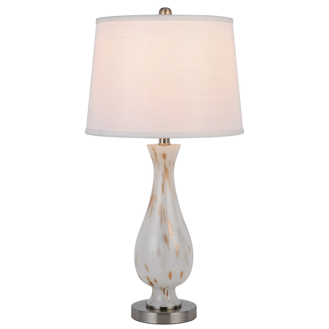 150W 3 Way Abinger Glass Table Lamp With Hardback Fabric Shade (Sold In Pairs)