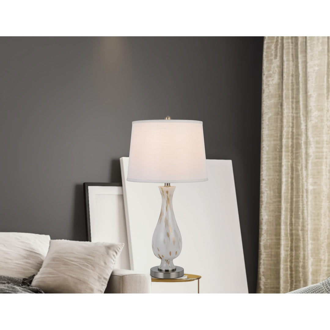150W 3 Way Abinger Glass Table Lamp With Hardback Fabric Shade (Sold In Pairs)