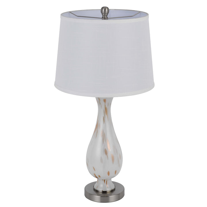 150W 3 Way Abinger Glass Table Lamp With Hardback Fabric Shade (Sold In Pairs)