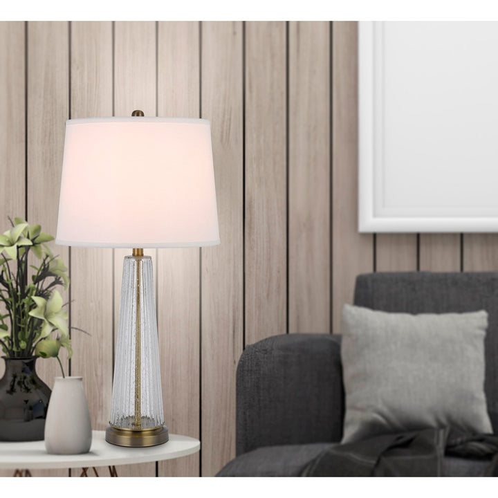 150W 3 Way Huxley Glass Table Lamp With Hardback Fabric Shade (Sold In Pairs)
