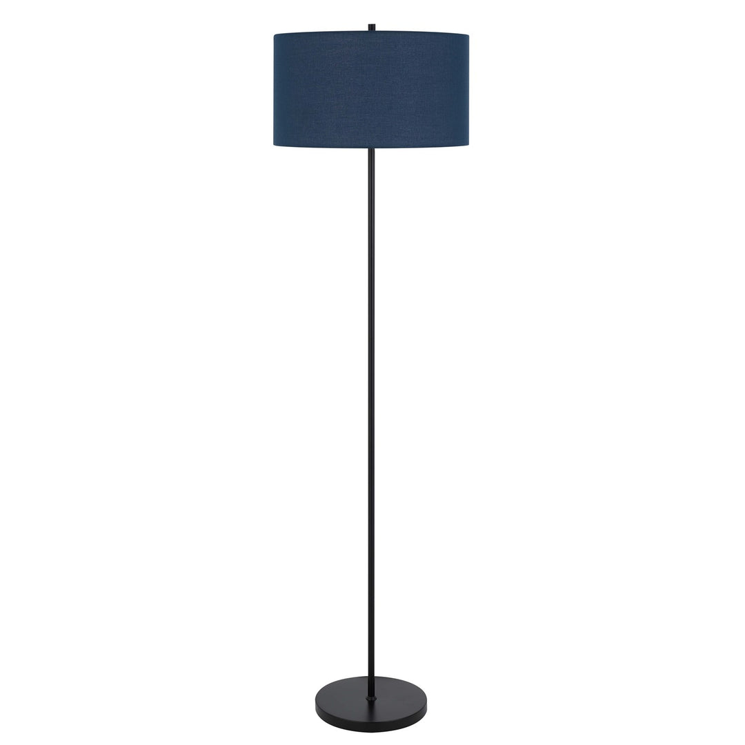 150W 3 Wayt Cromwell Metal Floor Lamp With Navy Blue Linen Shade by CAL Lighting