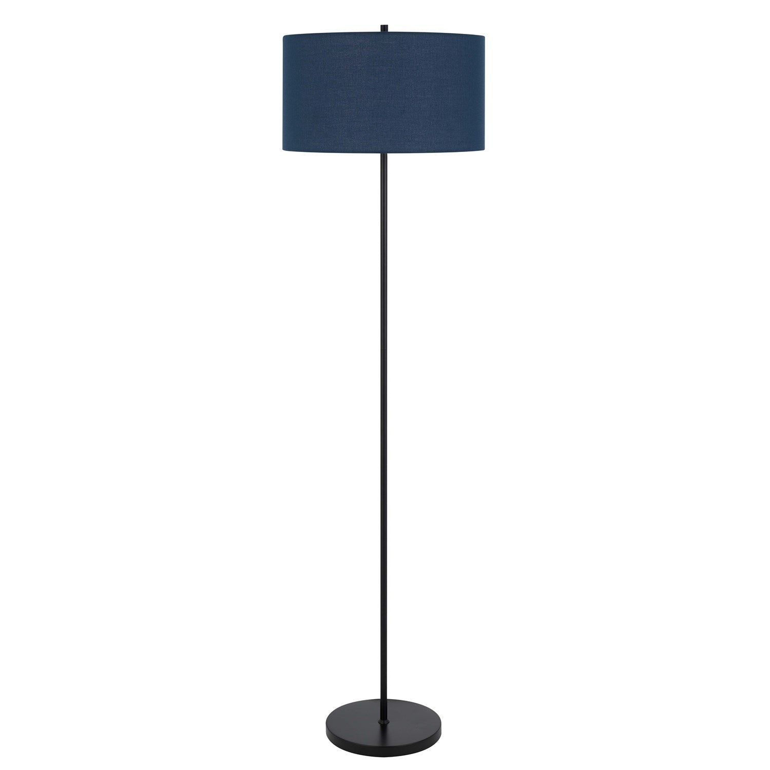 150W 3 Wayt Cromwell Metal Floor Lamp With Navy Blue Linen Shade by CAL Lighting