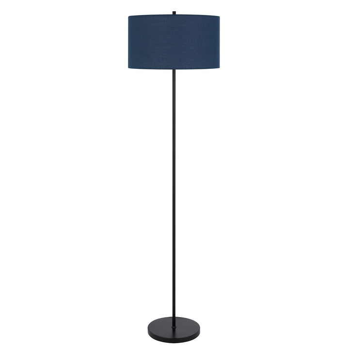 150W 3 Wayt Cromwell Metal Floor Lamp With Navy Blue Linen Shade by CAL Lighting