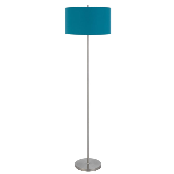150W 3 Wayt Cromwell Metal Floor Lamp With Aqua Blue Linen Shade by CAL Lighting