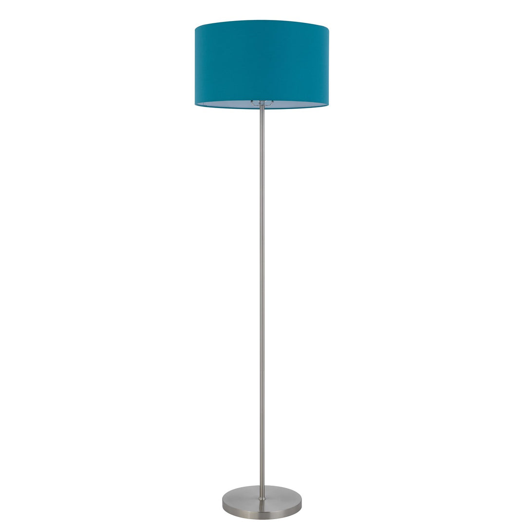 150W 3 Wayt Cromwell Metal Floor Lamp With Aqua Blue Linen Shade