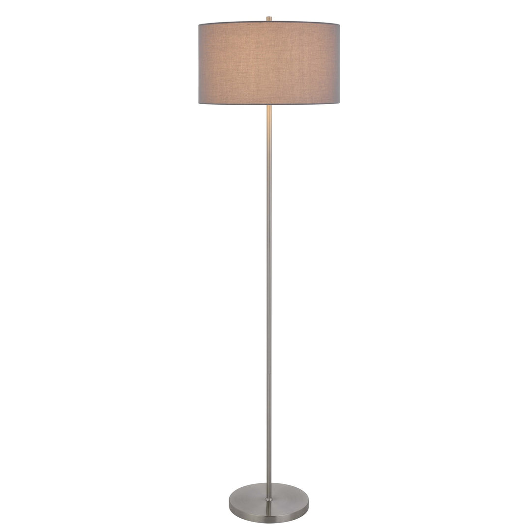 150W 3 Wayt Cromwell Metal Floor Lamp With Gray Linen Shade