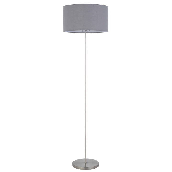 150W 3 Wayt Cromwell Metal Floor Lamp With Gray Linen Shade